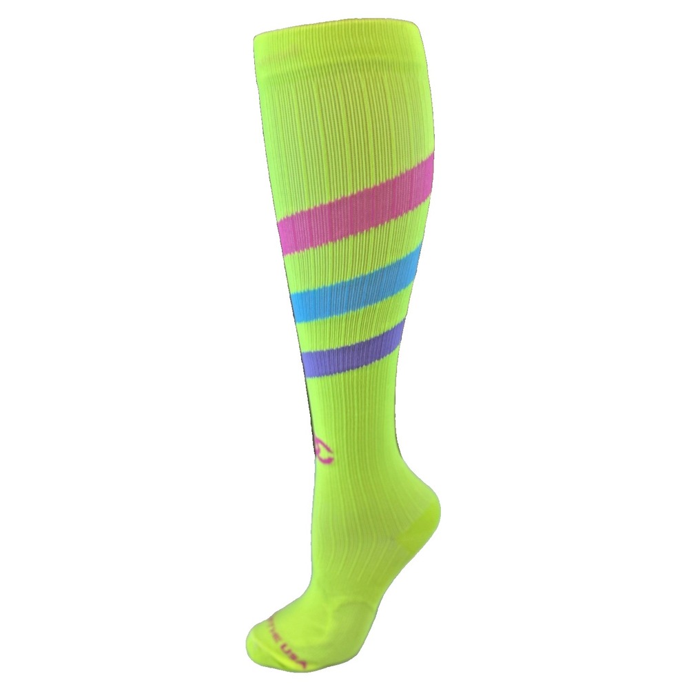 Pro Compression Marathon Yellow Stripes OTC Compression Knee Socks sz S/M
